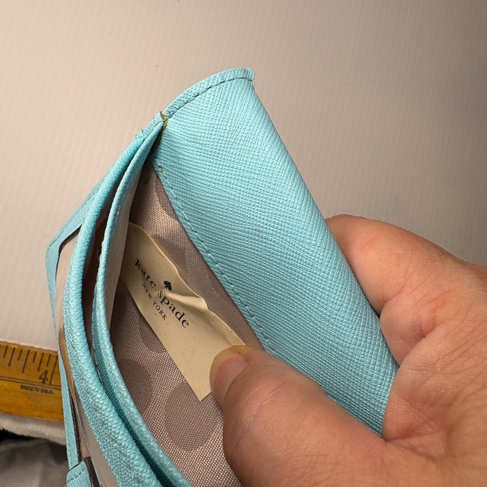 Kate Spade Grand Street Stacy Bifold Leather Slim Wallet Turquoise/Aqua/Blue - Picture 11 of 13